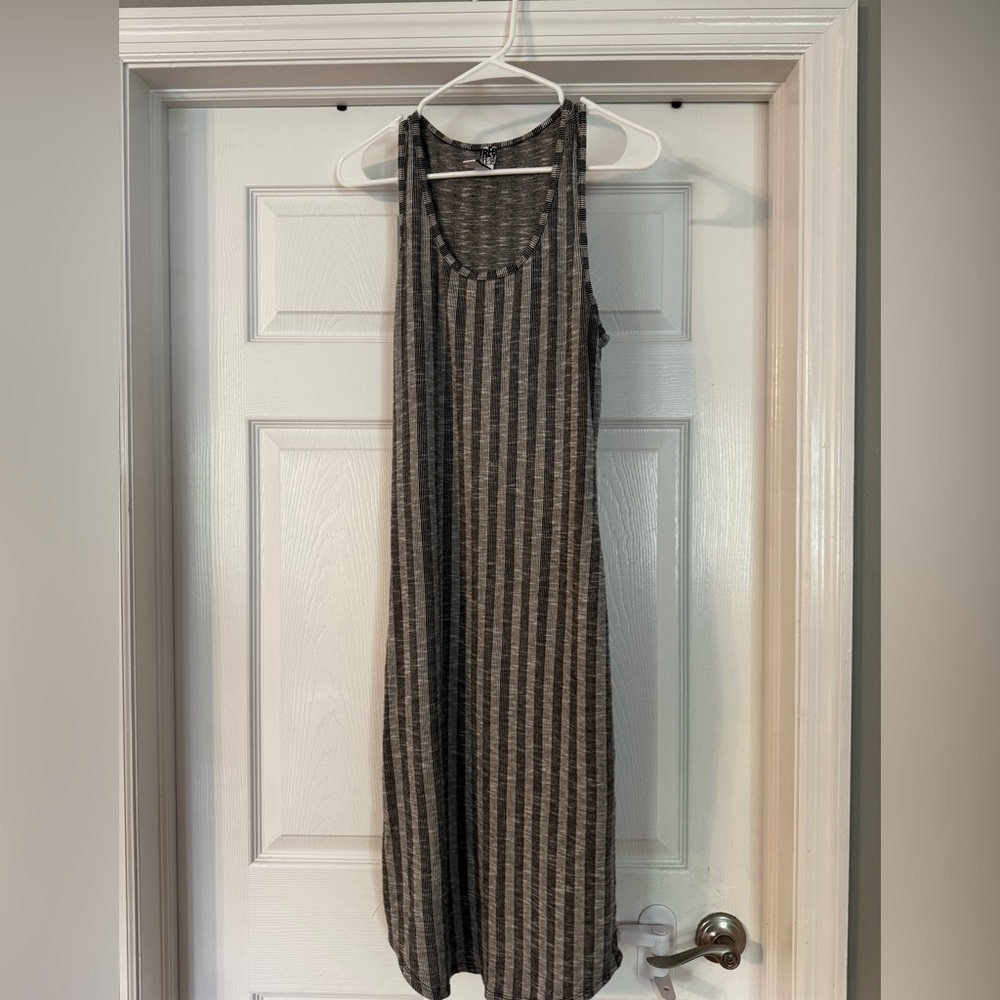 Free Press Black and Gray Ribbed Midi Sundress